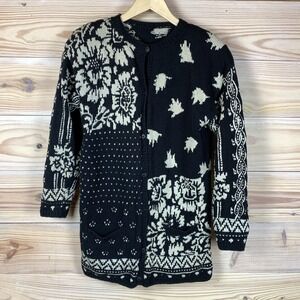 Adrienne Vittadini Cardigan Sweater‎ Chunky Mix Patterned Cottage Academia